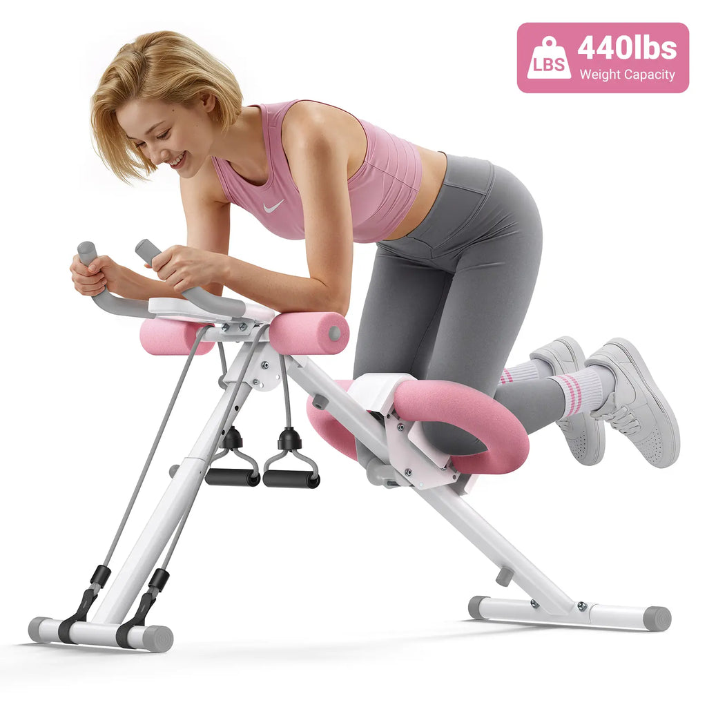 Merach Adjustable Ab Trainer Machine – 10-Level Foldable Core Trainer with LCD Monitor, 440LBS Capacity