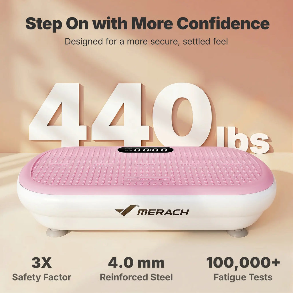 Merach 4D Vibration Plate Exercise Machine – 440LBS Capacity, Bluetooth Remote, 7 Smart Modes, Yoga Bands