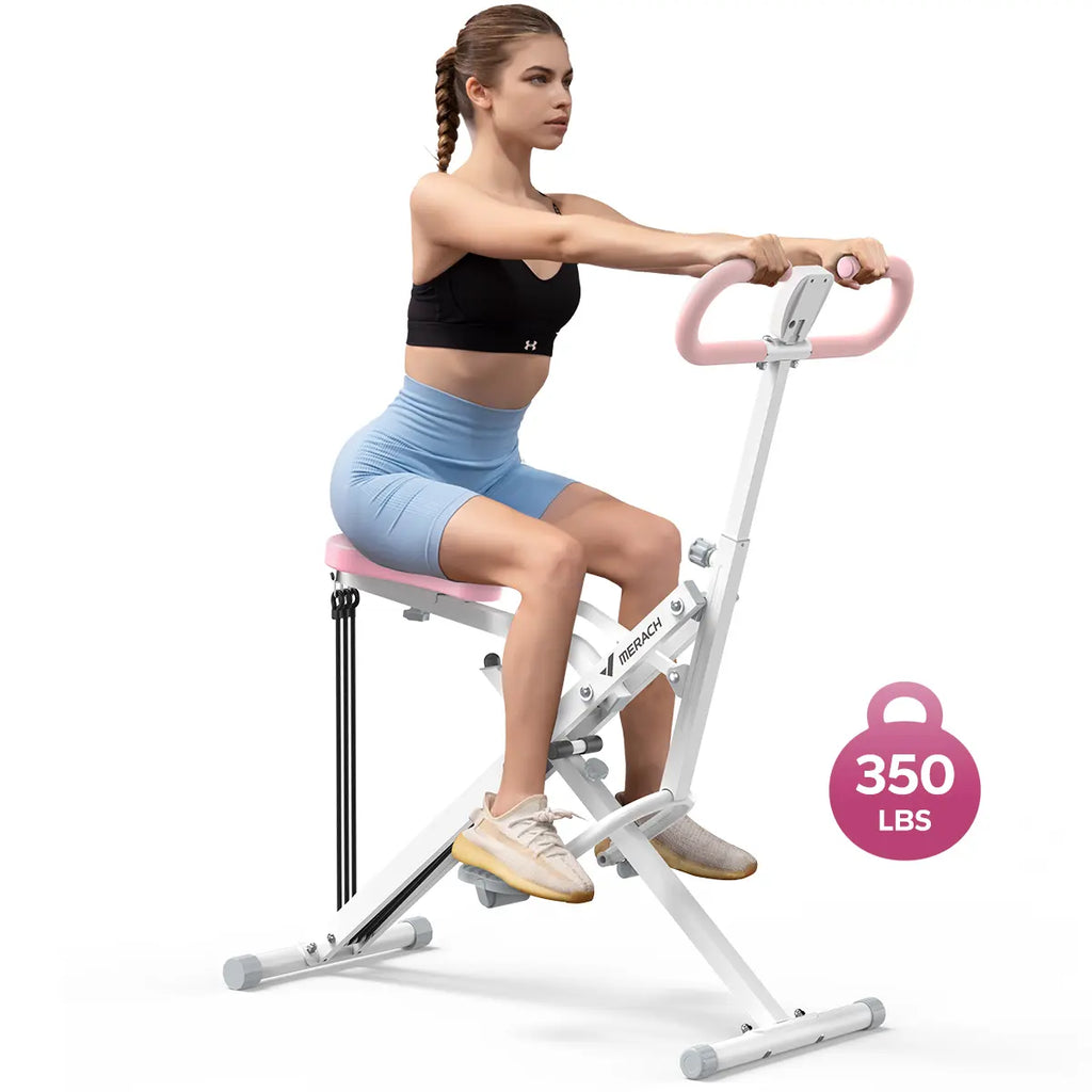 MERACH 2-in-1 Squat Rowing Machine – Foldable Glute & Leg Trainer with LCD Monitor, 350LBS Capacity