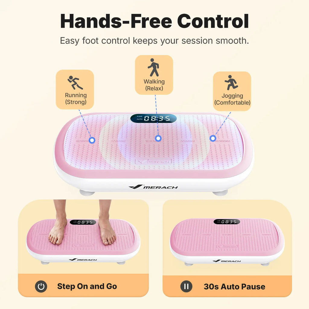 Merach 4D Vibration Plate Exercise Machine – 440LBS Capacity, Bluetooth Remote, 7 Smart Modes, Yoga Bands