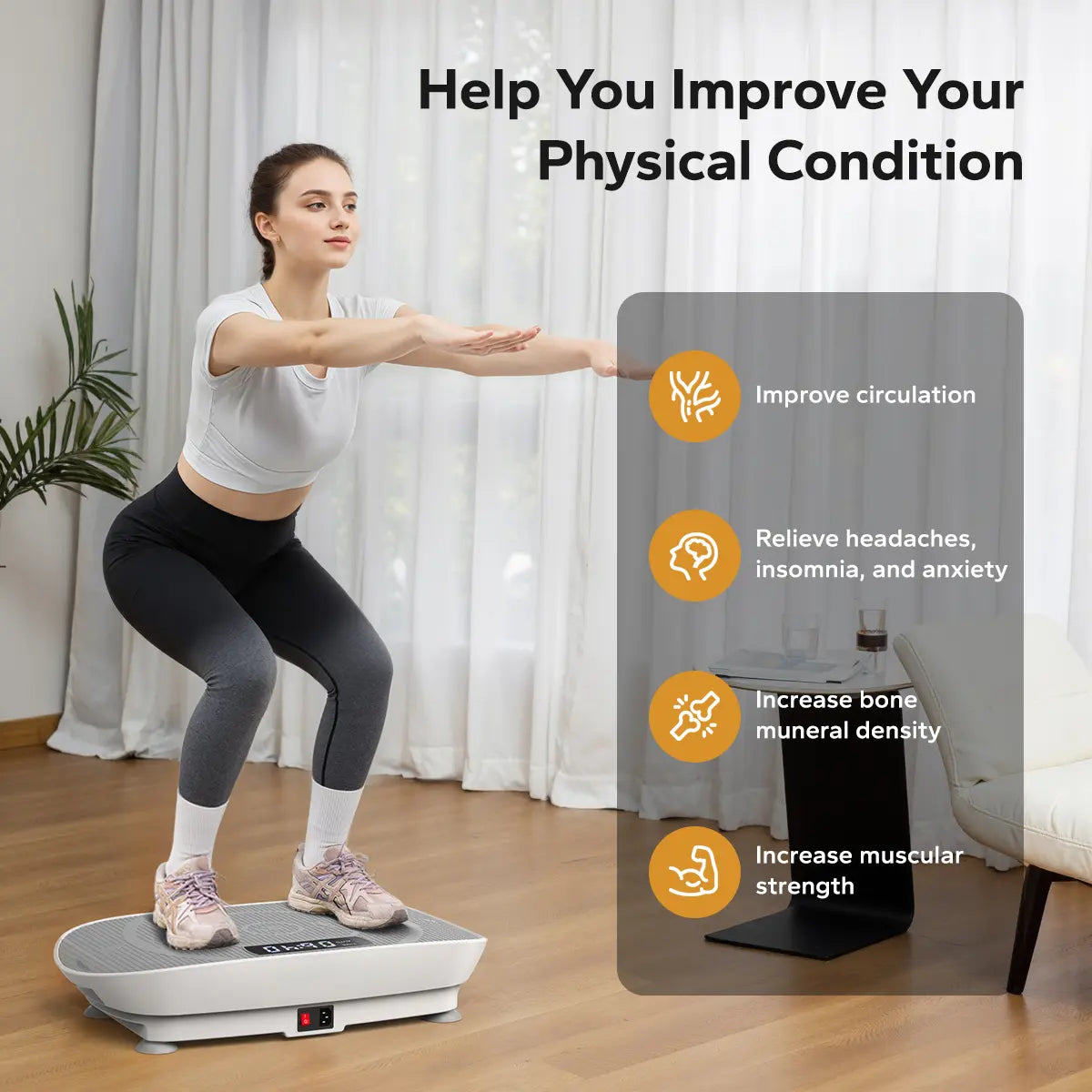 Merach Vibration Plate Exercise Machine – Lymphatic Drainage, Full Body Workout, Max 400LBS
