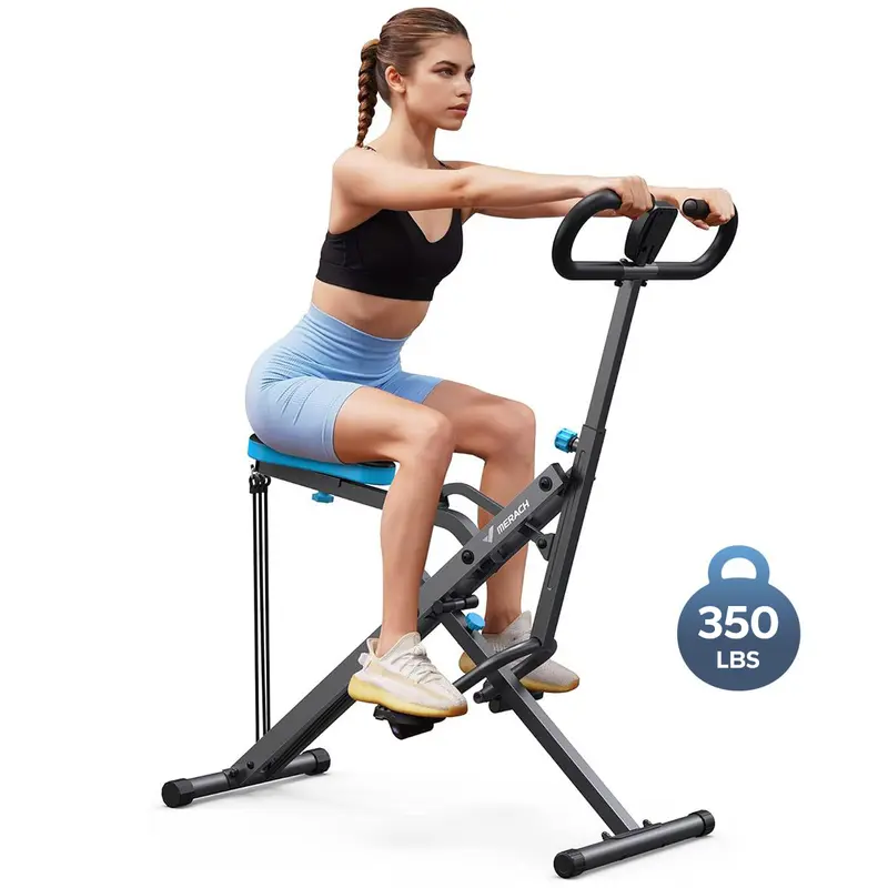 MERACH 2-in-1 Squat Rowing Machine – Foldable Glute & Leg Trainer with LCD Monitor, 350LBS Capacity