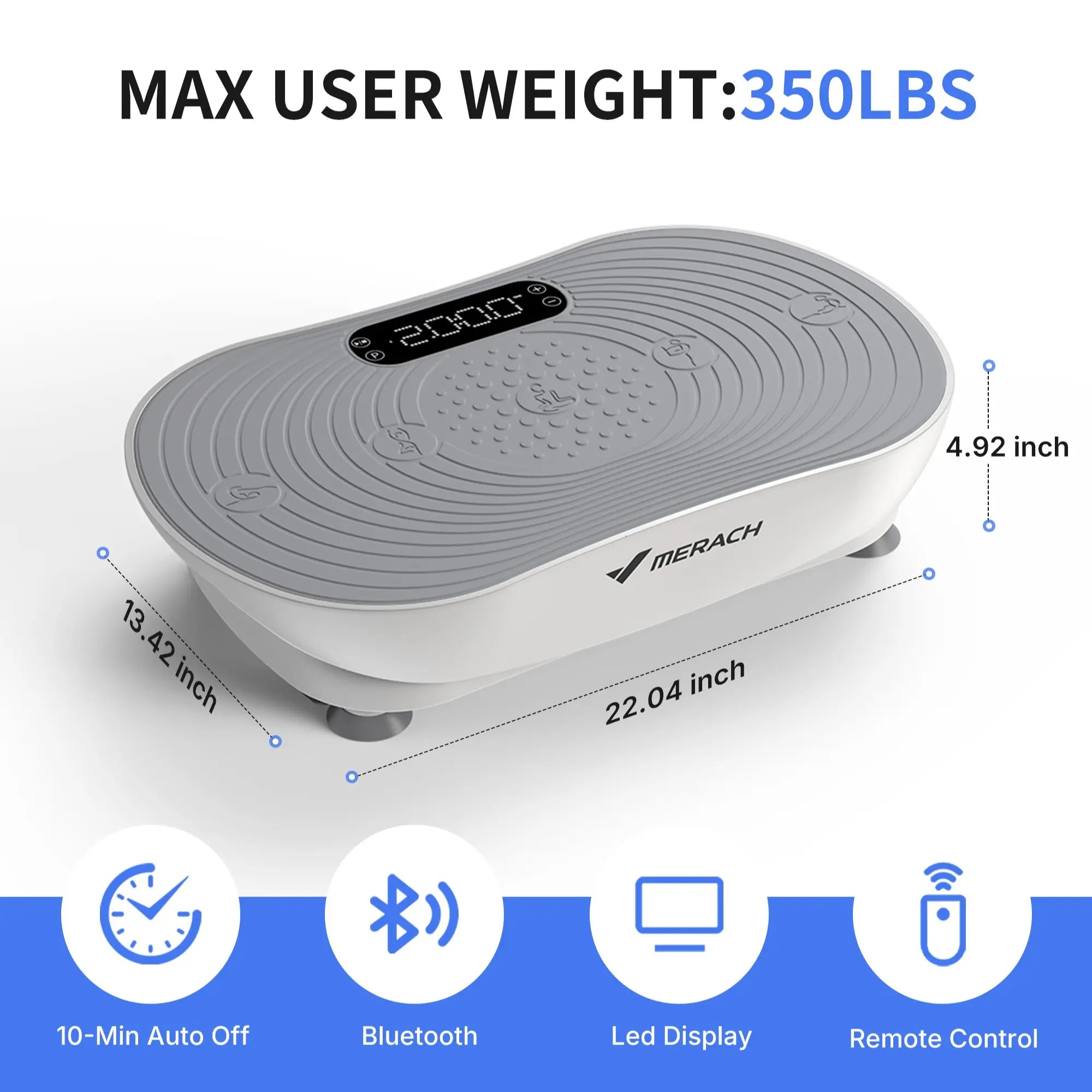 Merach Vibration Plate Exercise Machine – Lymphatic Drainage, Full Body Workout, Max 400LBS