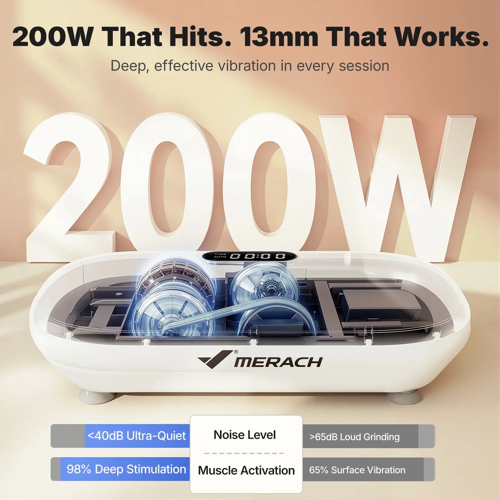 Merach 4D Vibration Plate Exercise Machine – 440LBS Capacity, Bluetooth Remote, 7 Smart Modes, Yoga Bands