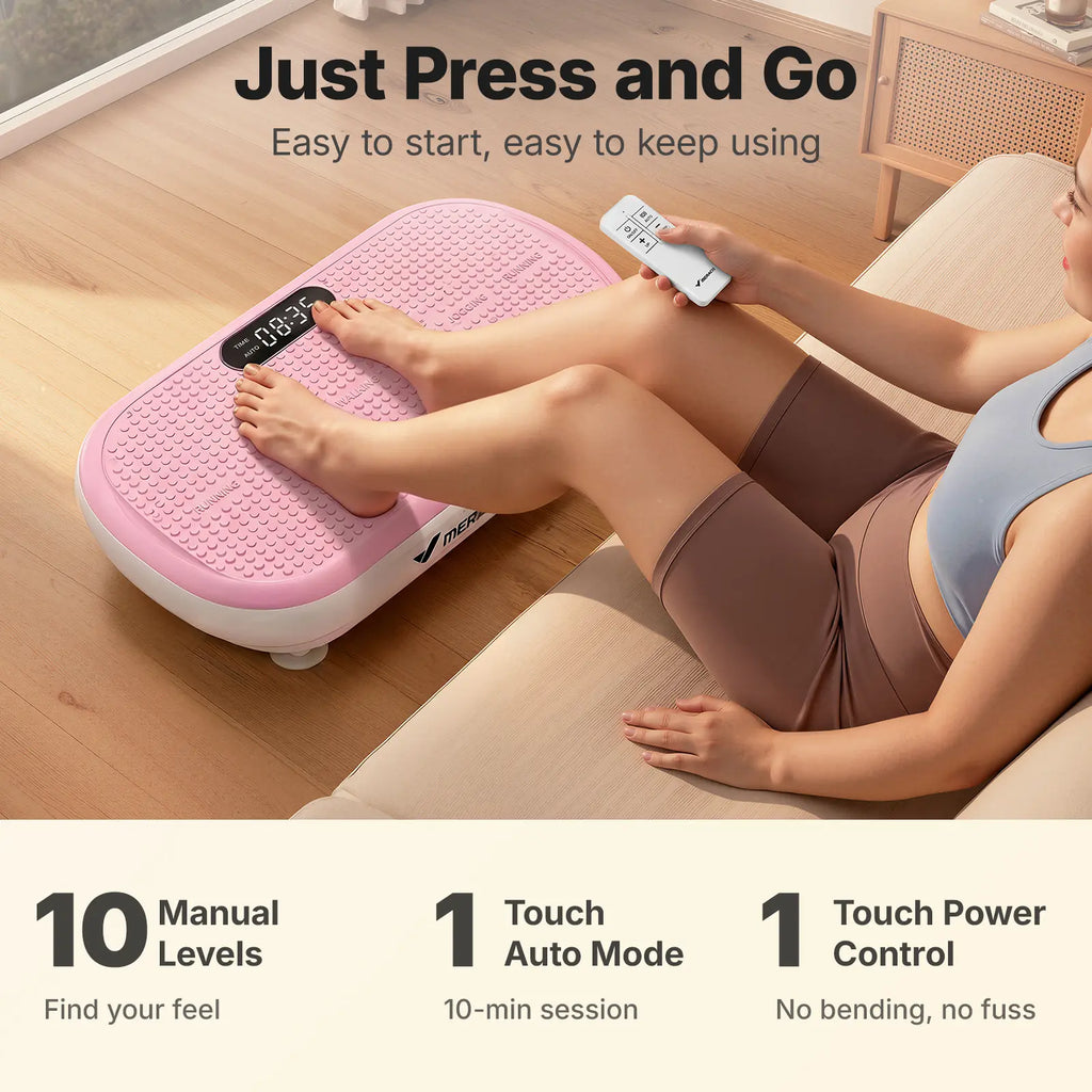 Merach 4D Vibration Plate Exercise Machine – 440LBS Capacity, Bluetooth Remote, 7 Smart Modes, Yoga Bands