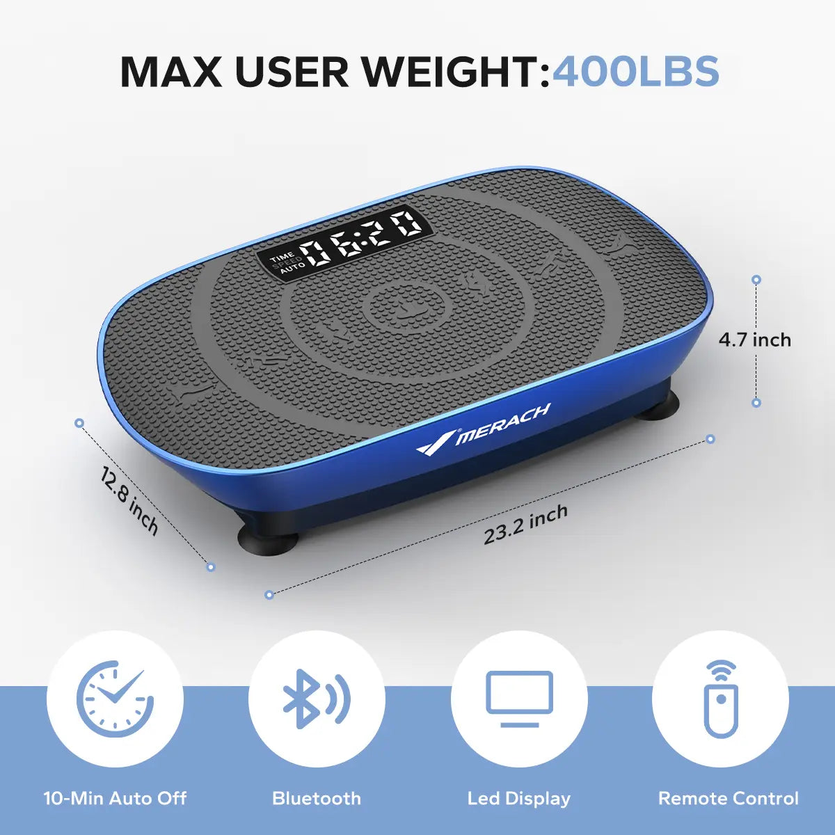 Merach Vibration Plate Exercise Machine – Lymphatic Drainage, Full Body Workout, Max 400LBS
