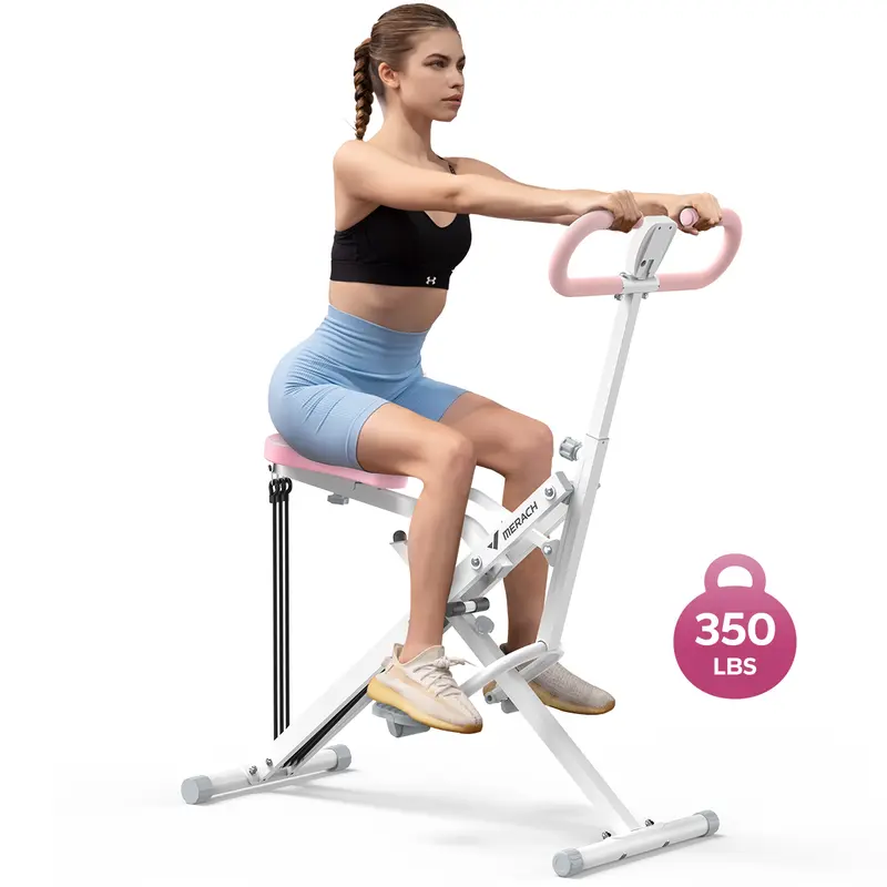 MERACH 2-in-1 Squat Rowing Machine – Foldable Glute & Leg Trainer with LCD Monitor, 350LBS Capacity