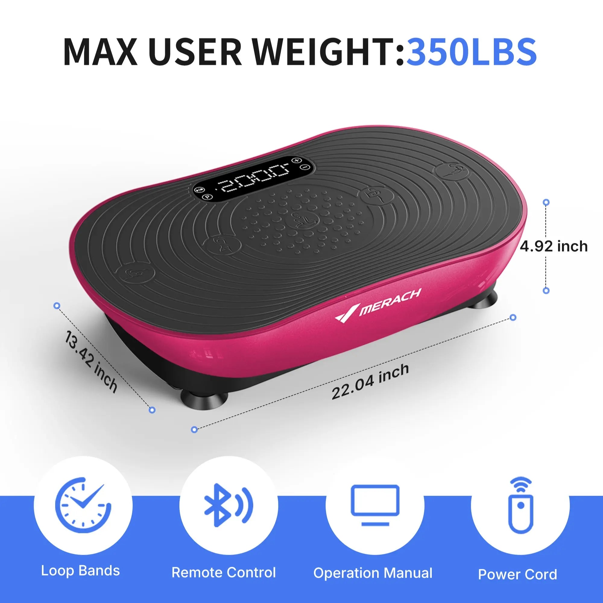 Merach Vibration Plate Exercise Machine – Lymphatic Drainage, Full Body Workout, Max 400LBS