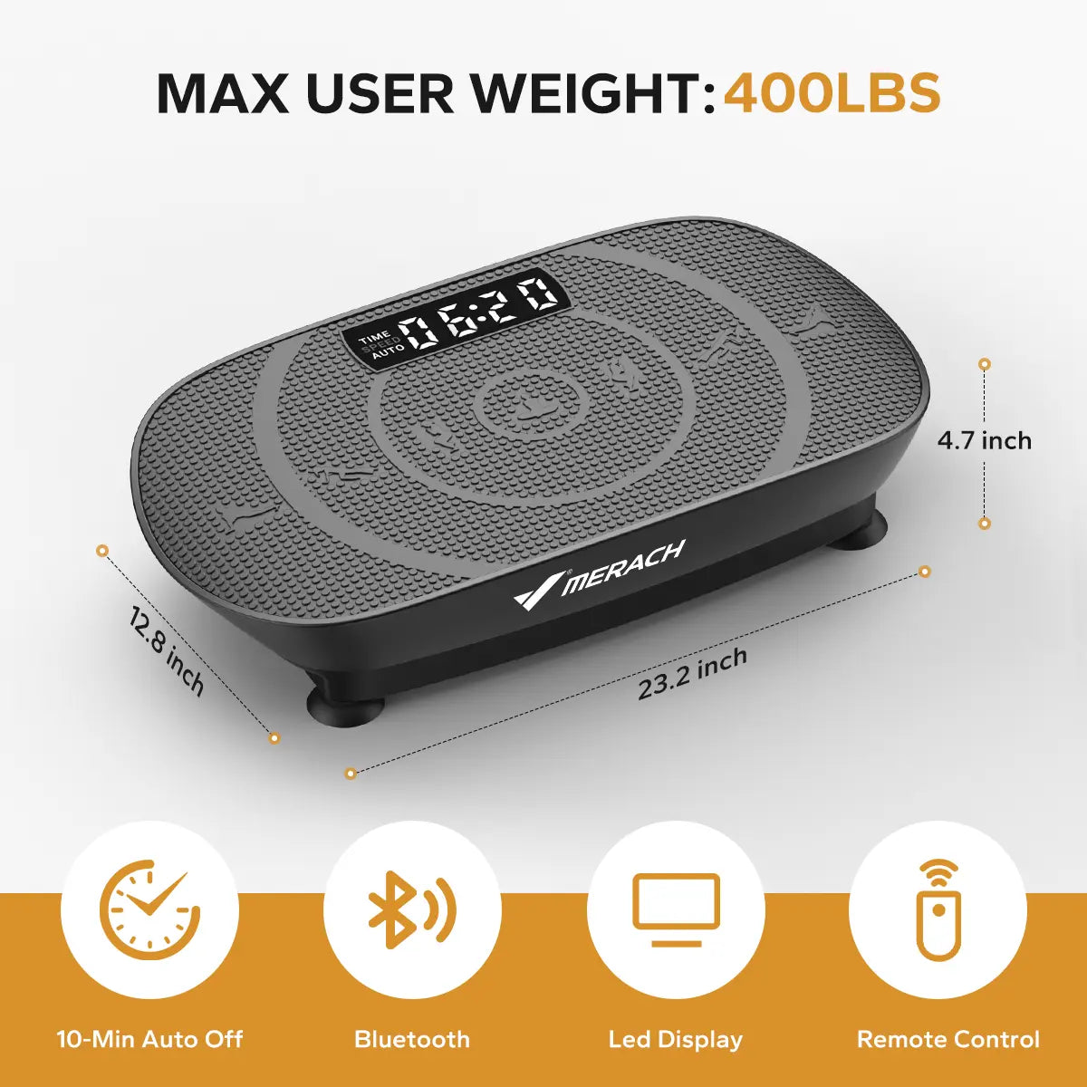 Merach Vibration Plate Exercise Machine – Lymphatic Drainage, Full Body Workout, Max 400LBS