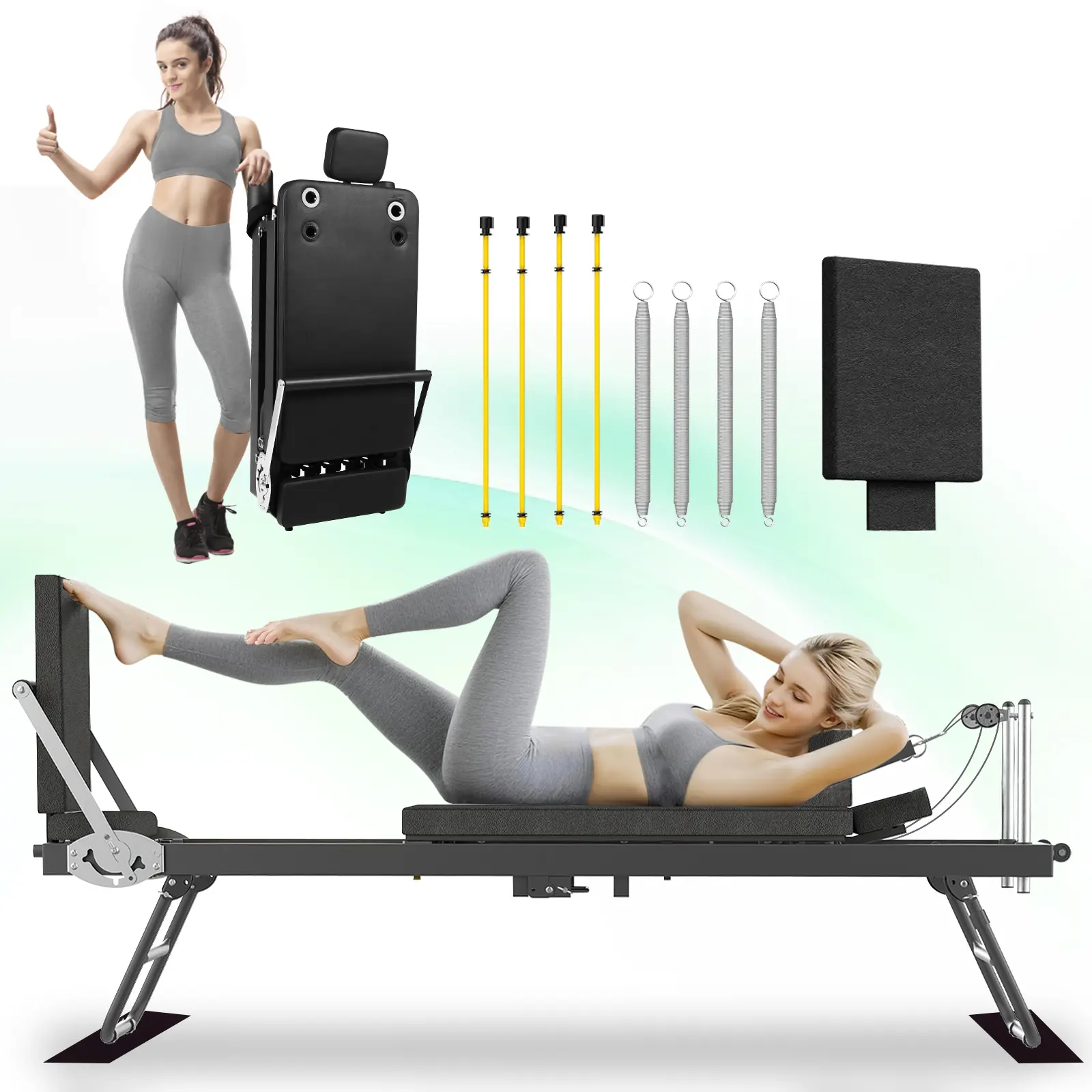Foldable Pilates Reformer Machine – Home Gym Equipment for Beginners & Advanced Users