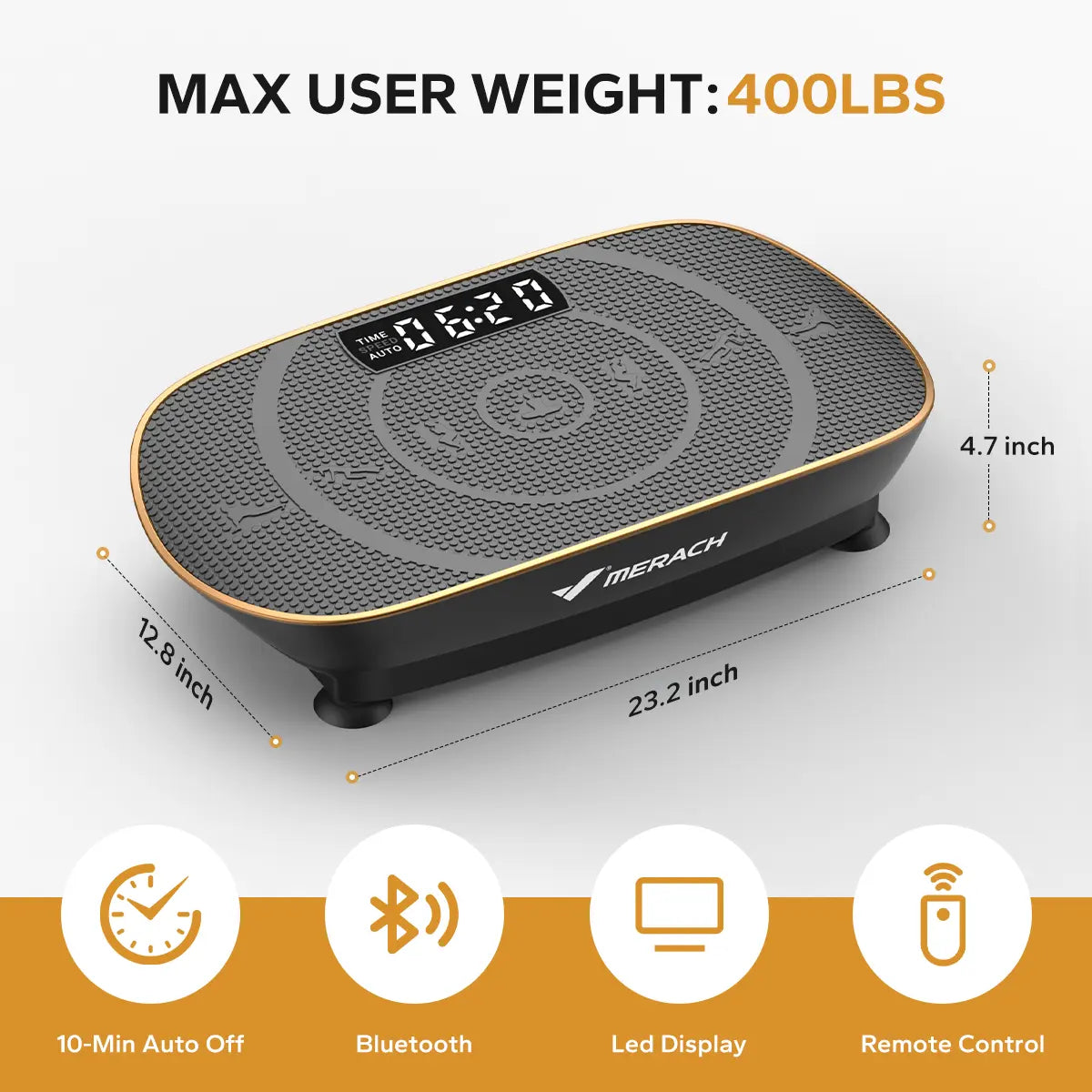 Merach Vibration Plate Exercise Machine – Lymphatic Drainage, Full Body Workout, Max 400LBS