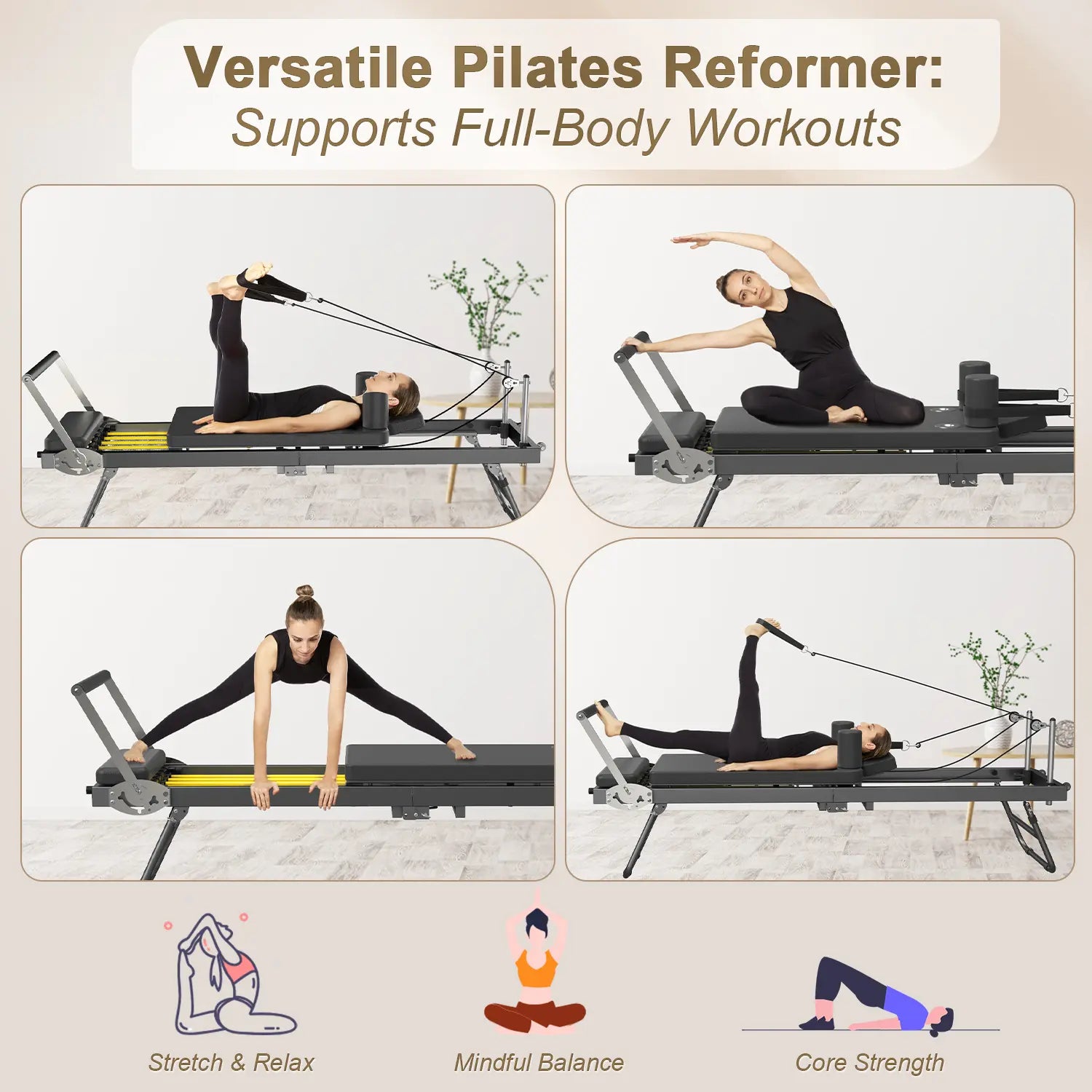 Foldable Pilates Reformer Machine – Home Gym Equipment for Beginners & Advanced Users