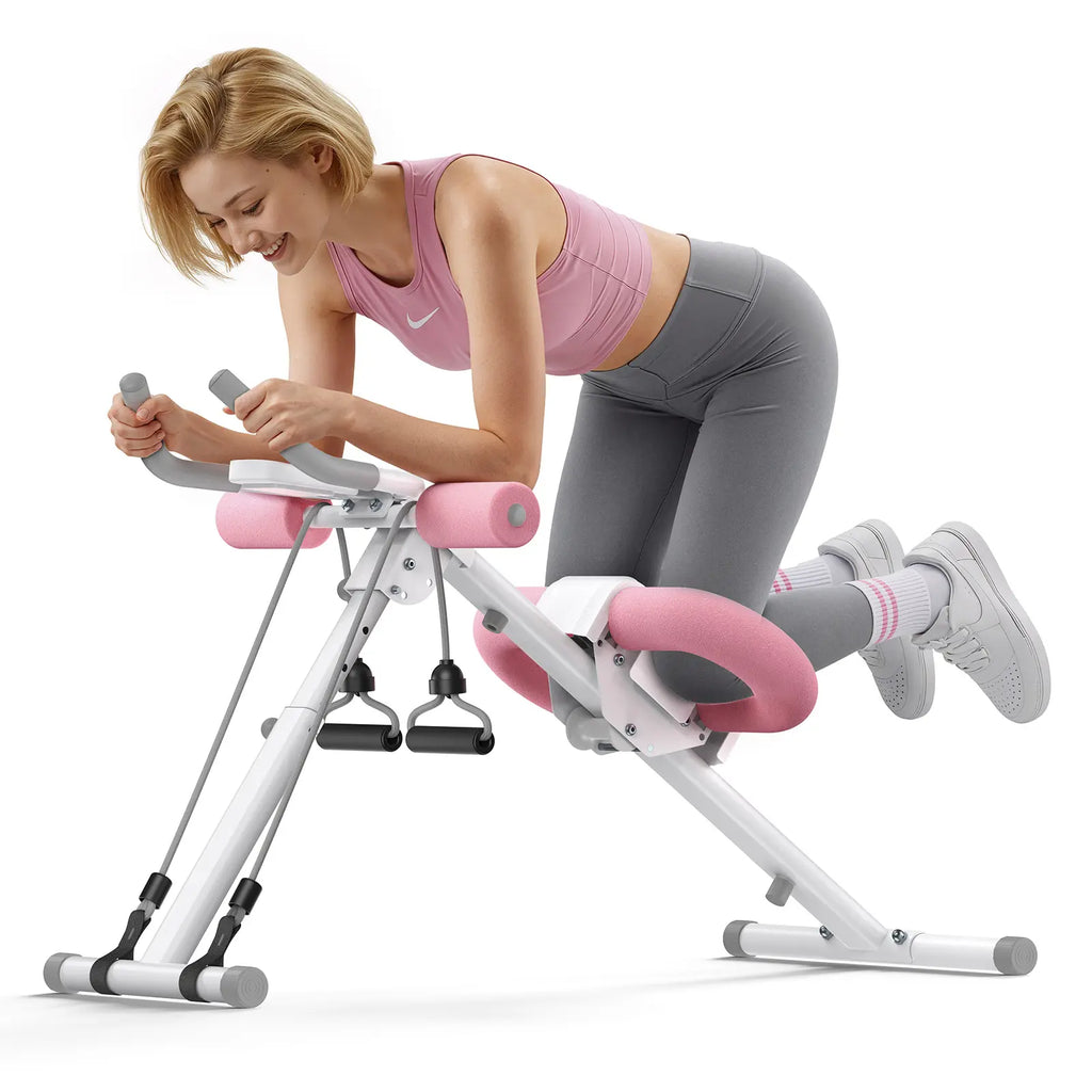 Merach Adjustable Ab Trainer Machine – 10-Level Foldable Core Trainer with LCD Monitor, 440LBS Capacity