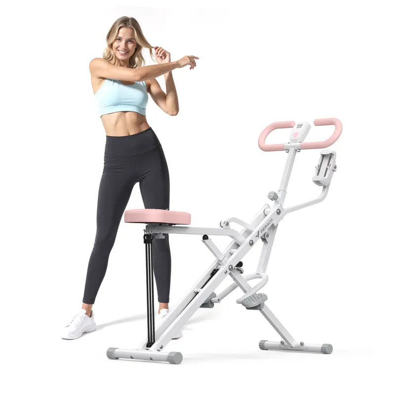 MERACH 2-in-1 Squat Rowing Machine – Foldable Glute & Leg Trainer with LCD Monitor, 350LBS Capacity