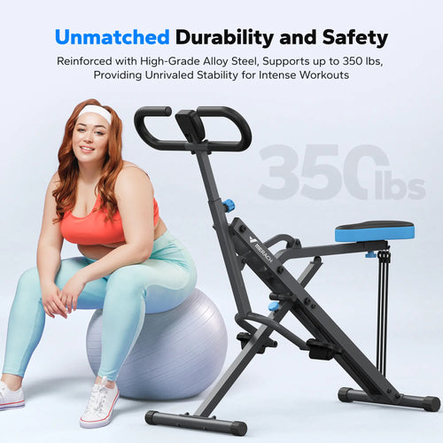 MERACH 2-in-1 Squat Rowing Machine – Foldable Glute & Leg Trainer with LCD Monitor, 350LBS Capacity