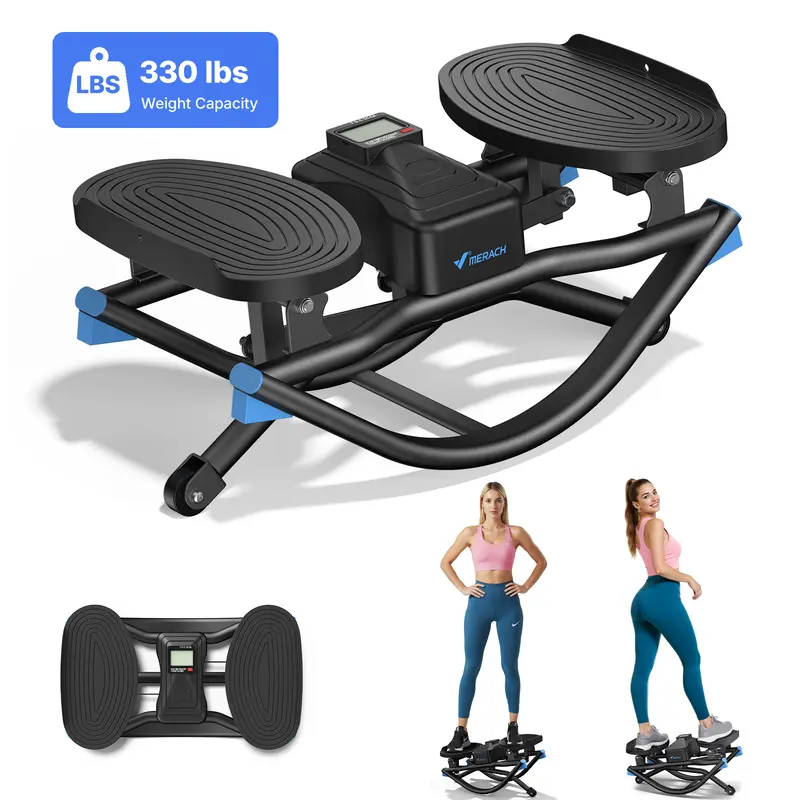 Merach Steppers for Exercise, Space-saving Stair Stepper with Resistance Bands, Mini Stepper for Home And Office Use with 330LBS Loading Capacity, Hydraulic Fitness Stepper with LCD Monitor Summervibes Home Squat Machine