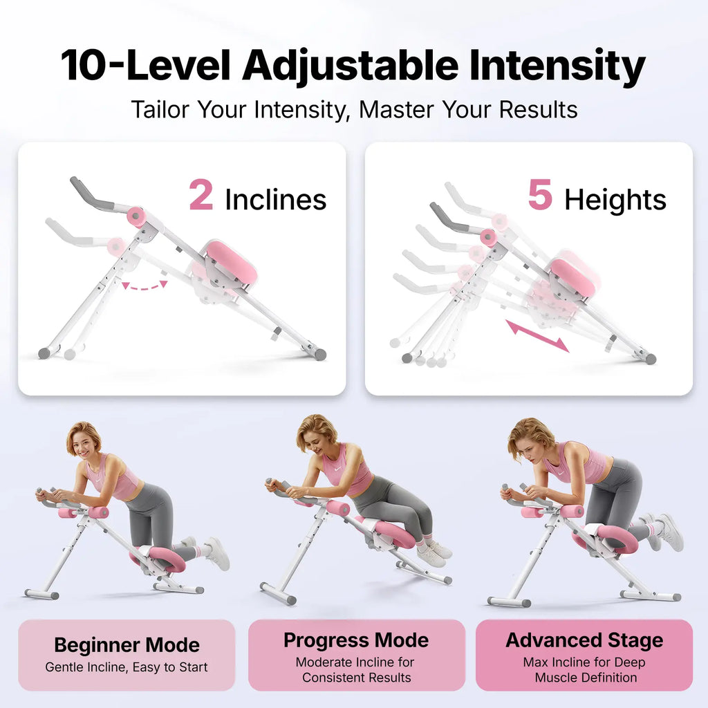 Merach Adjustable Ab Trainer Machine – 10-Level Foldable Core Trainer with LCD Monitor, 440LBS Capacity