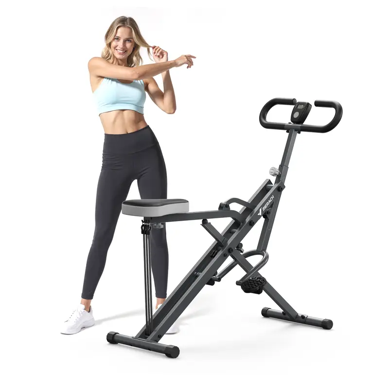 MERACH 2-in-1 Squat Rowing Machine – Foldable Glute & Leg Trainer with LCD Monitor, 350LBS Capacity